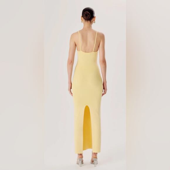Ronny Kobo Janae Buttercream Yellow Spaghetti Strap Knit Maxi Dress - Picture 2 of 6
